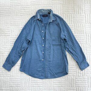 vintage 90s blue distressed button up shirt